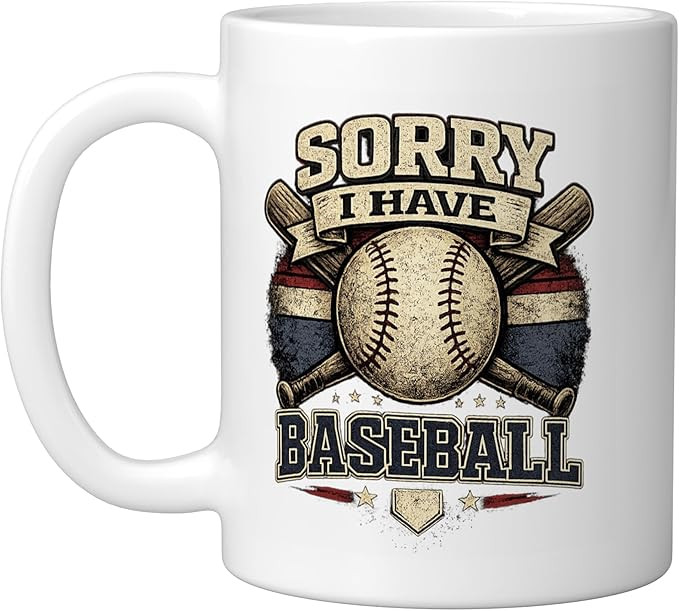 Sorry I Have Baseball Vintage Retro Graphic Ceramic Mug, White | Amazon (US)