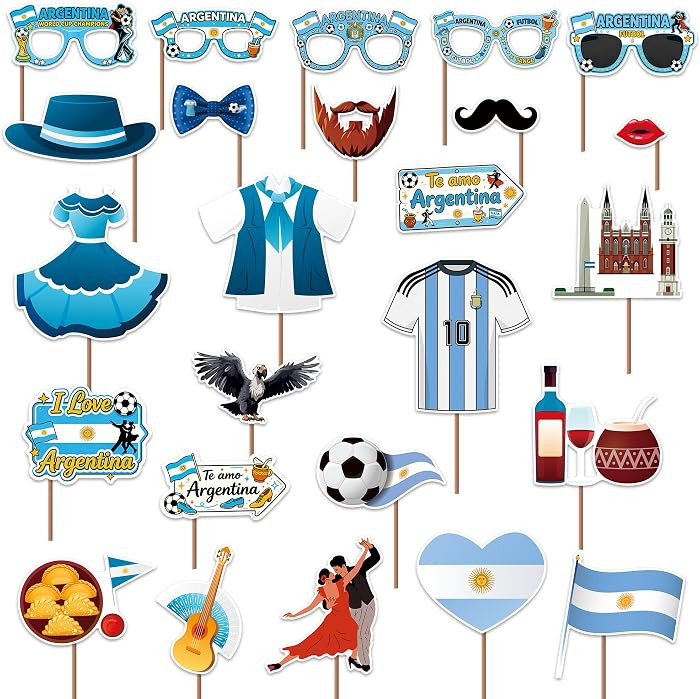 Argentine Photo Booth Props Kit Party Decoration-25PCS Argentina National Day Theme Party Supplie... | Amazon (US)