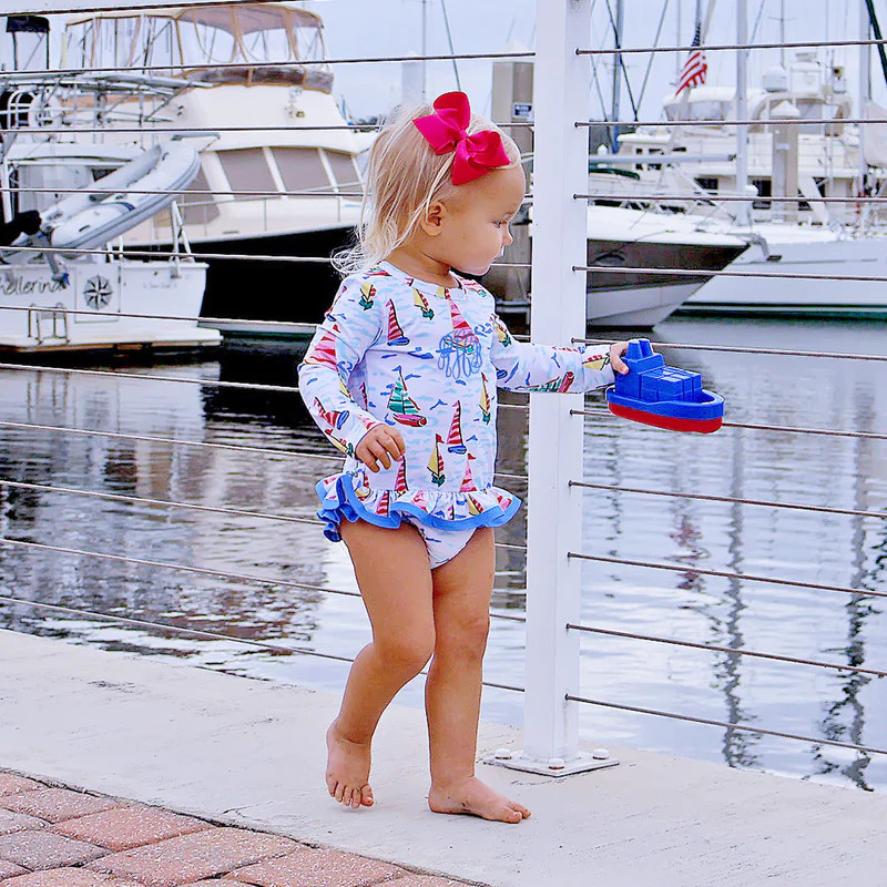 Primary Sailboat Rash Guard Set | Classic Whimsy