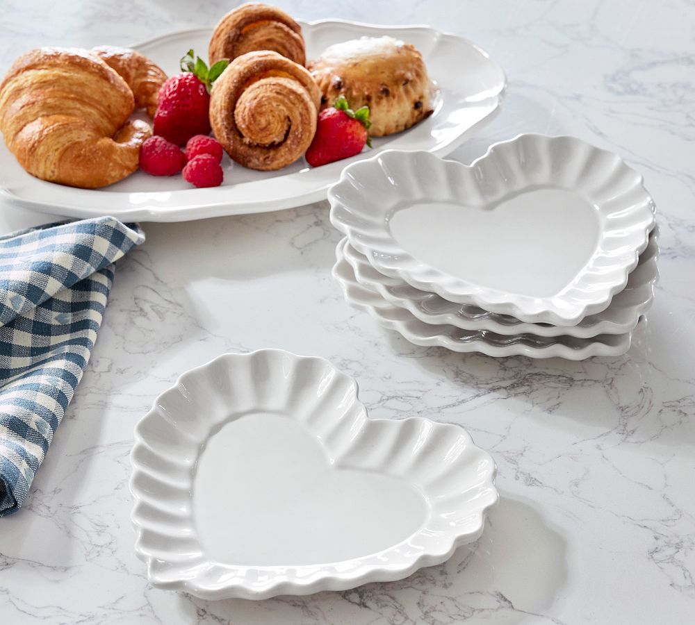 Heirloom Scalloped Heart Appetizer Plates - Set of 4 | Pottery Barn (US)