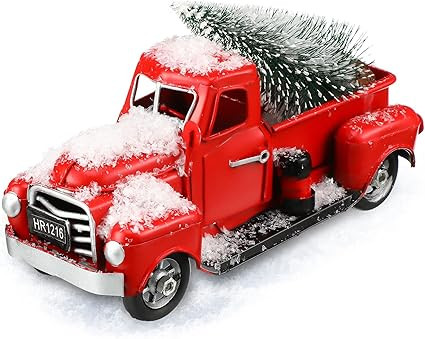 Christmas Red Truck Decor Vintage Red Truck Decor Handcrafted Red Metal Truck Car Model Farmhouse... | Amazon (US)