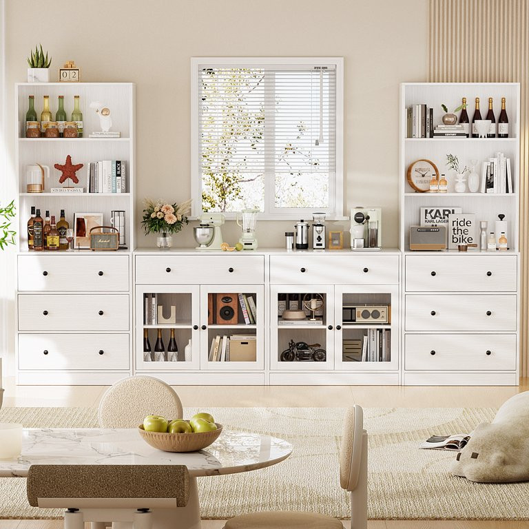 RichYa 4Pcs Kitchen Pantry Storage Cabinet,Modular Furniture Cabinets with Drawers,Hutch Buffet C... | Walmart (US)