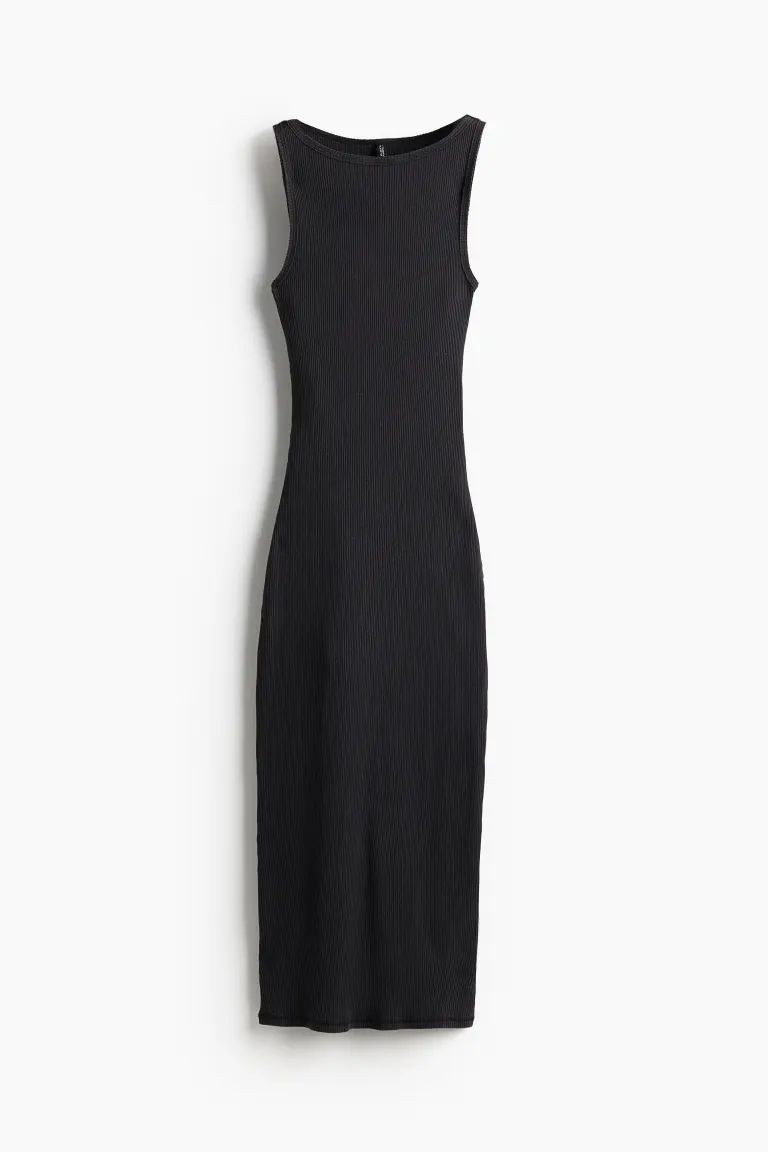 Ribbed Bodycon Dress - Black - Ladies | H&M US | H&M (US + CA)