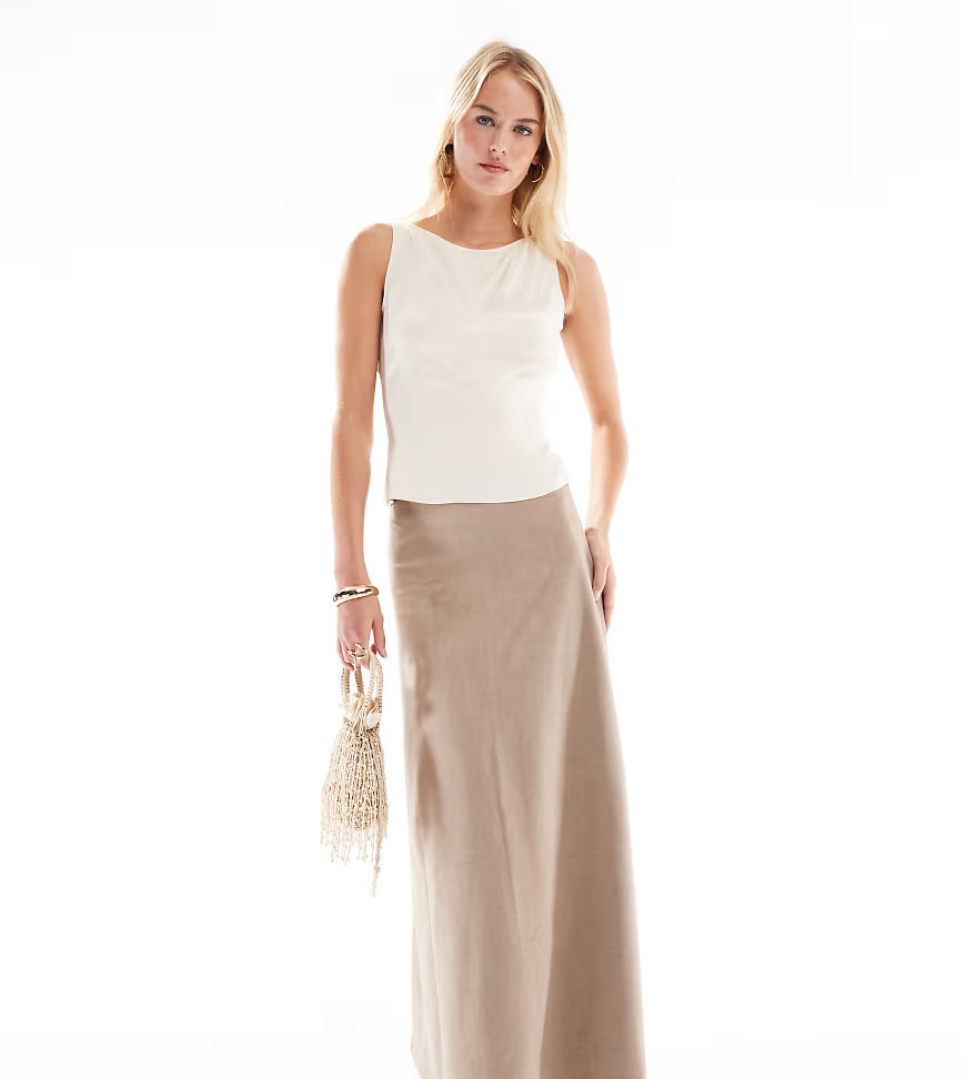 ONLY Tall faux suede maxi skirt in stone-Neutral | ASOS (Global)