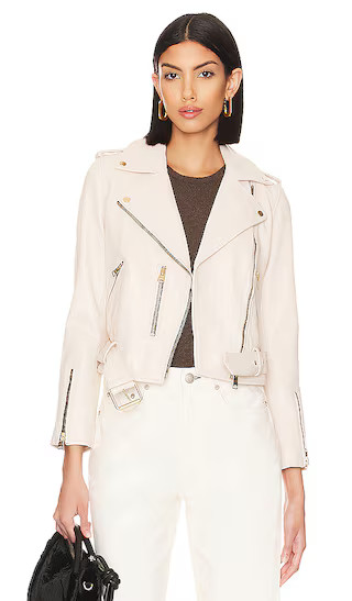 Balfern Leather Biker Jacket in Ivory White | Revolve Clothing (Global)