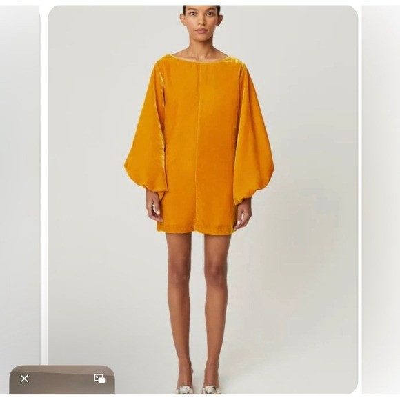 RHODE Benji Balloon-Sleeve Velvet Mini Dress Gold‎ Puff Balloon Sleeve Party | Poshmark