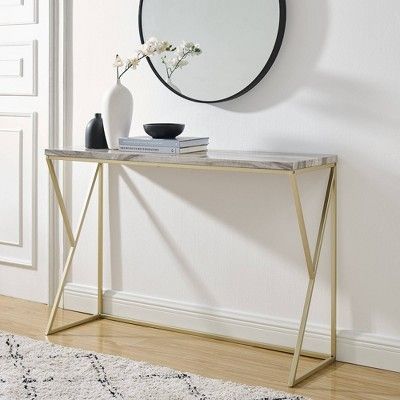 Geo Glam Modern Faux Marble Entry Table - Saracina Home | Target