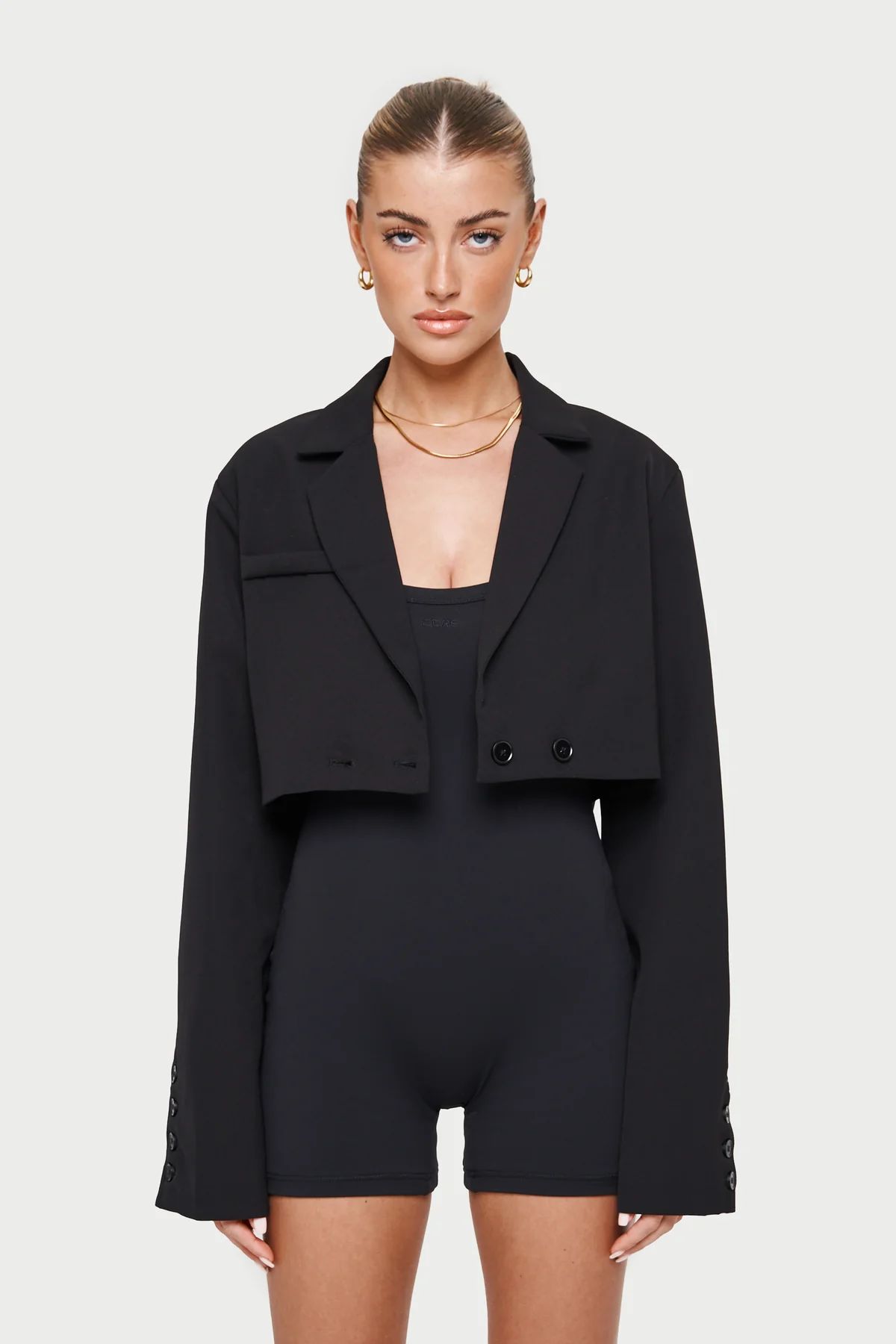 OVERSIZED CROPPED BLAZER - BLACK | The Couture Club