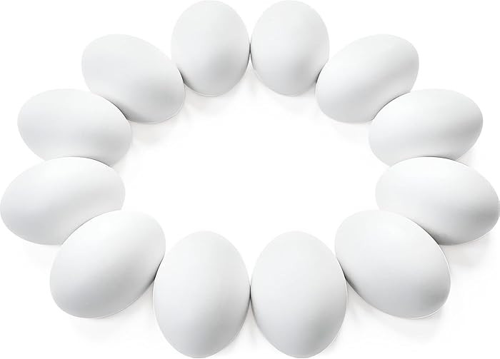 JOYIN 12 PCS Unpainted White Wooden Fake Easter Eggs for Egg Hunt, Paintable Eggs, Easter Crafts ... | Amazon (US)