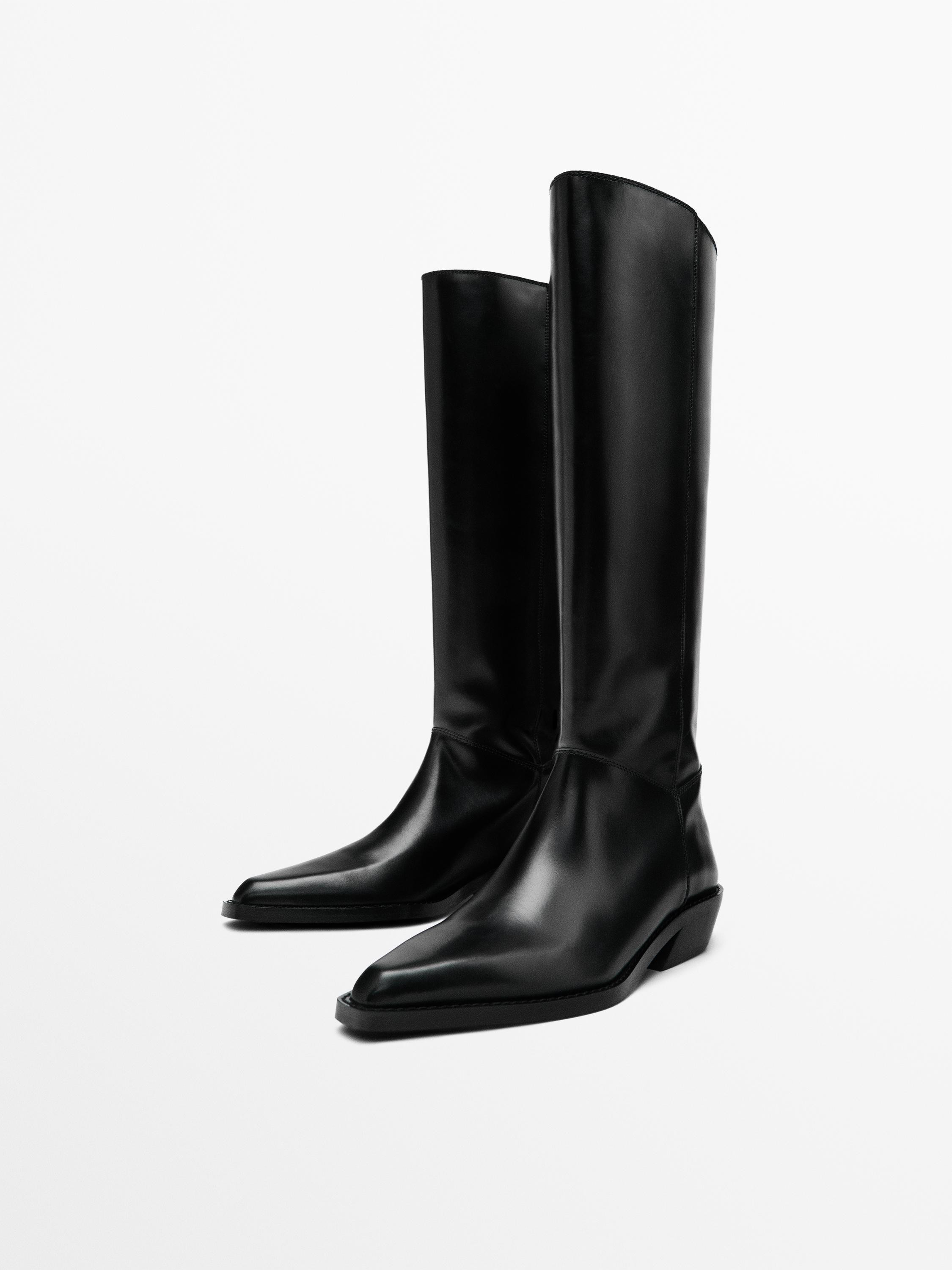 Leather cowboy boots | Massimo Dutti US