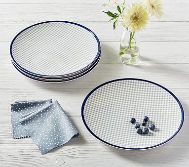 Gingham Plate - Gray | Pottery Barn Kids