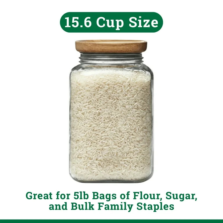 Ball 15.6 Cup Stack & Store Glass Jar with Acacia Wood Lid – Airtight Wide Mouth Glass Storage ... | Walmart (US)