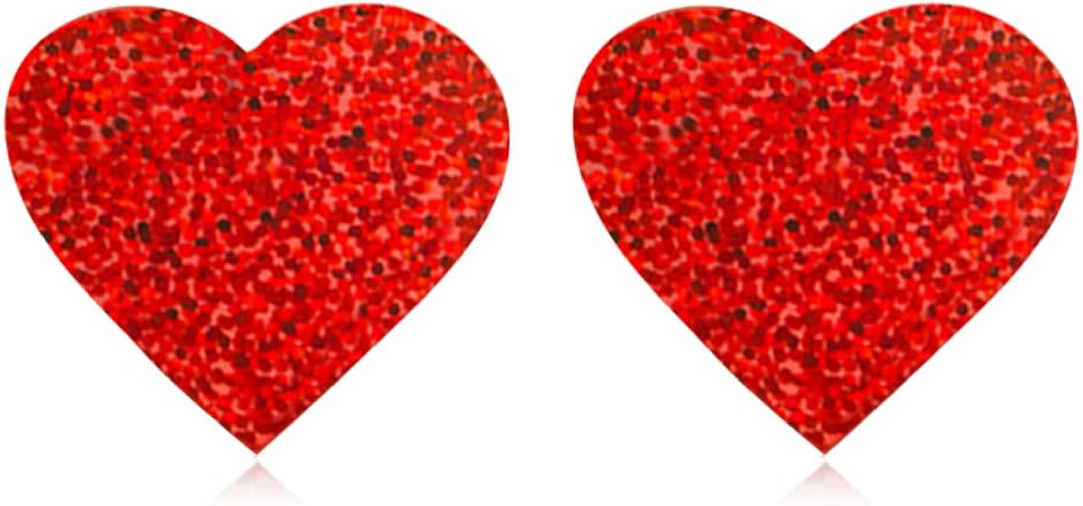 Unique Acrylic Red Pink Love Heart Stud Earrings for Women Wife Lover Statement Resin Jewelry Val... | Amazon (US)