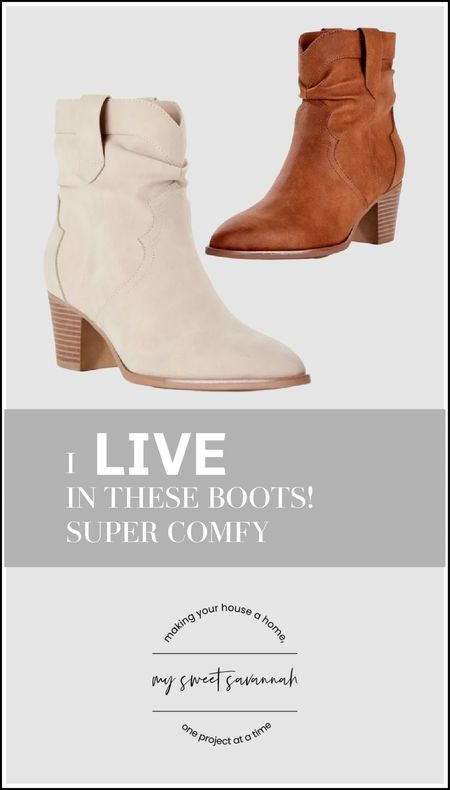 The most comfortable and flattering trending boots are under $25.00! I love them so much, I buy multiples so if I ruin a pair I’ll have backup! 

#LTKfamily #LTKshoecrush #LTKfindsunder50