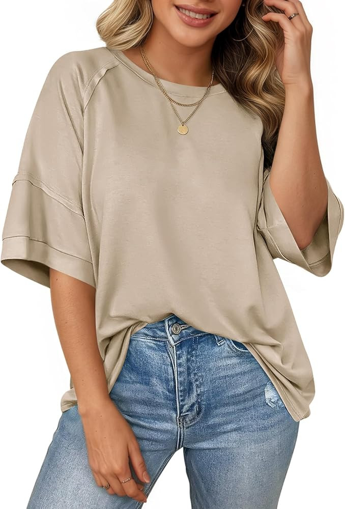 Cicy Bell Womens Oversized T-Shirts Summer Crew Neck Half Sleeve Tunic Tops Casual Loose Fit Basi... | Amazon (US)