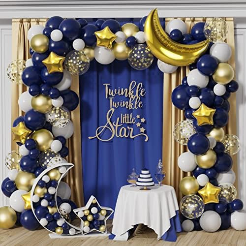 Twinkle Twinkle Little Star Party Decorations,127Pcs Navy Blue Balloon Garland Arch Kit,Blue Whit... | Amazon (US)