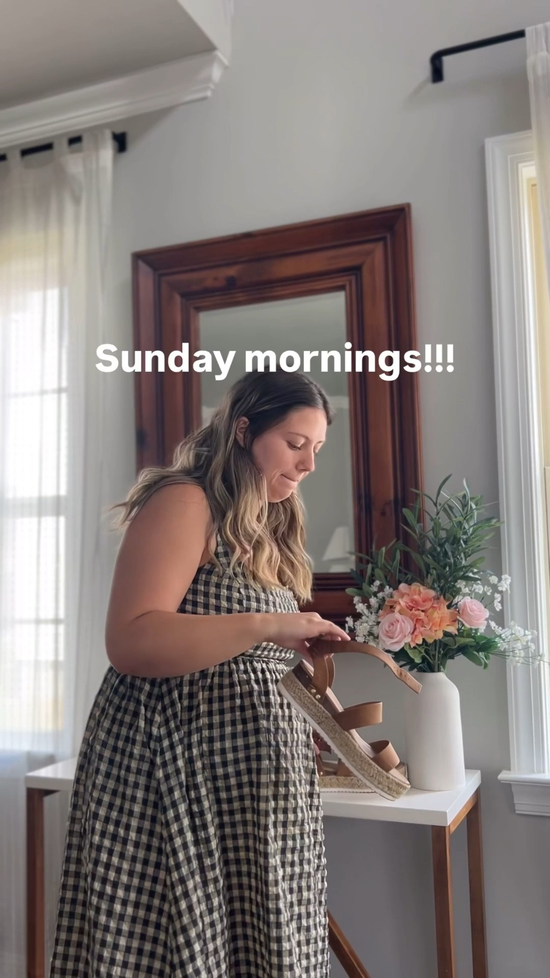 Getting dressed for church as a mom of two and 22 weeks pregnant! I love this checkered dress from Princess Polly and some simple platform sandals for an easy summer outfit.

#LTKgrwm #LTKootd #LTKmomlife
