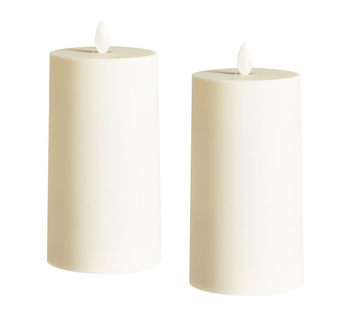 Premium Flickering Flameless Outdoor Wax Pillar Candles | Pottery Barn (US)