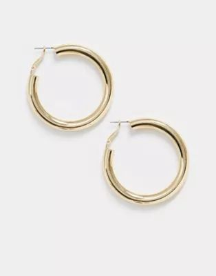 DesignB London chunky hoop earrings in gold | ASOS US