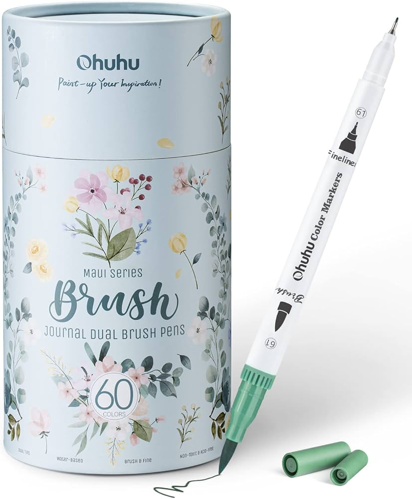 Ohuhu Markers for Adult Coloring Books: 60 Colors Coloring Markers Dual Tips Fine & Brush Pens Wa... | Amazon (US)