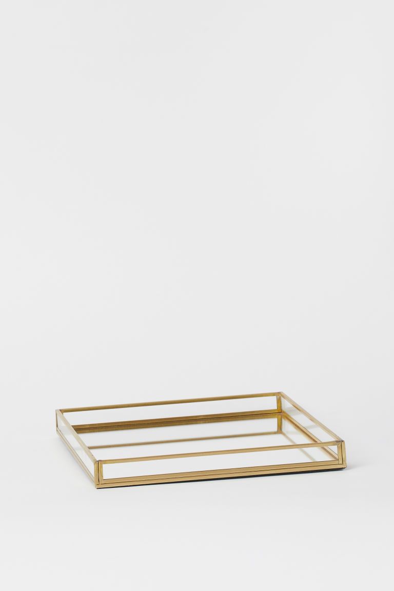 H & M - Square Clear Glass Tray - Gold | H&M (US)