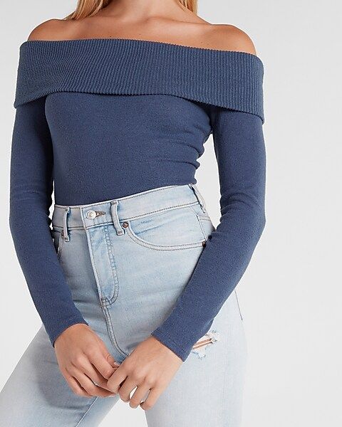 Off The Shoulder Knit Long Sleeve Top | Express