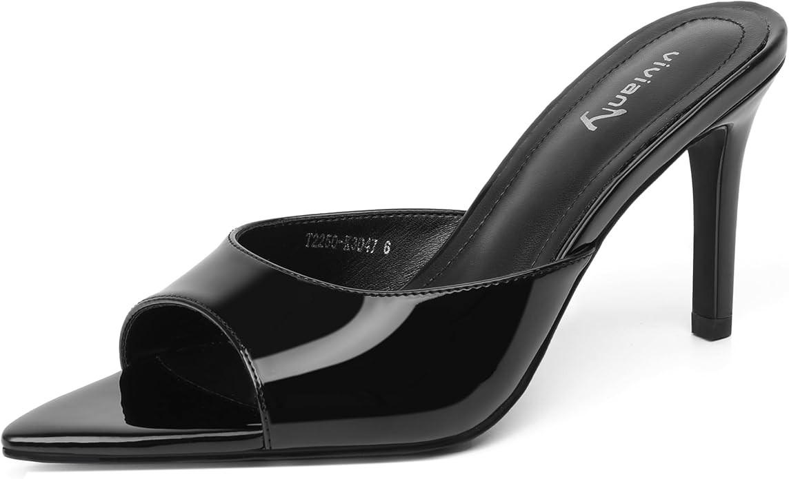 vivianly Clear Pointed Toe Heels Sandals Transparent Strap Stiletto High Heels Slip on Mules for ... | Amazon (US)