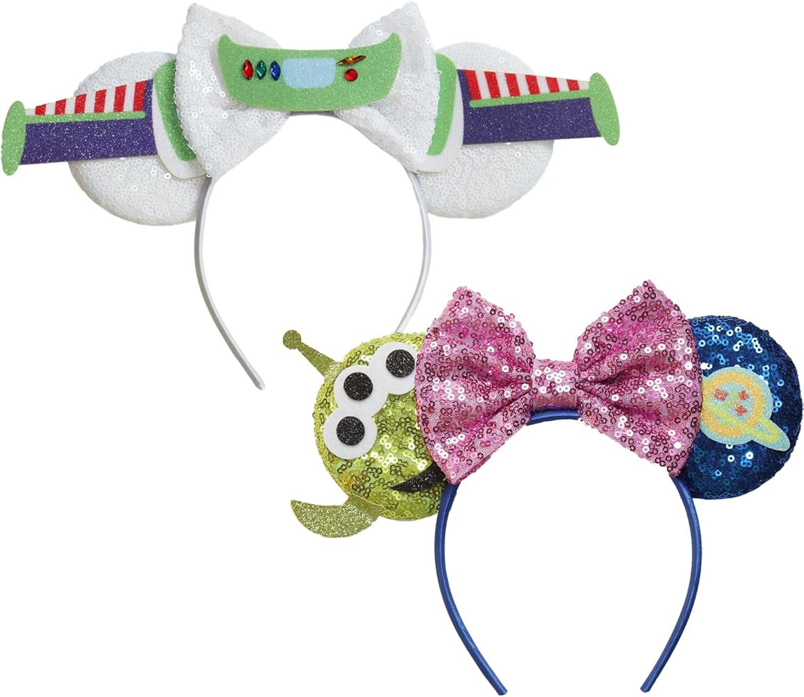 FACHPINT Toystory Adult Mouse Ears Buzz Ears Woodys Ears for Theme Parks, Sequin White Mouse Head... | Amazon (US)
