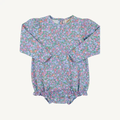 Long Sleeve Penny's Play Bubble - Mountain Brook Mini Floral (Parrot Cay Coral) | The Beaufort Bonnet Company