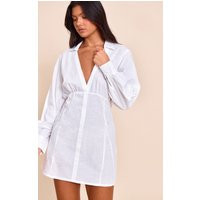 White Plunge Shirt Dress | PrettyLittleThing US