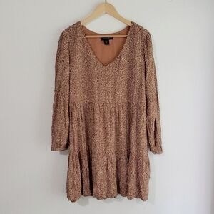 Tahari Long Sleeved Babydoll Dress Animal Print Size XL | Poshmark