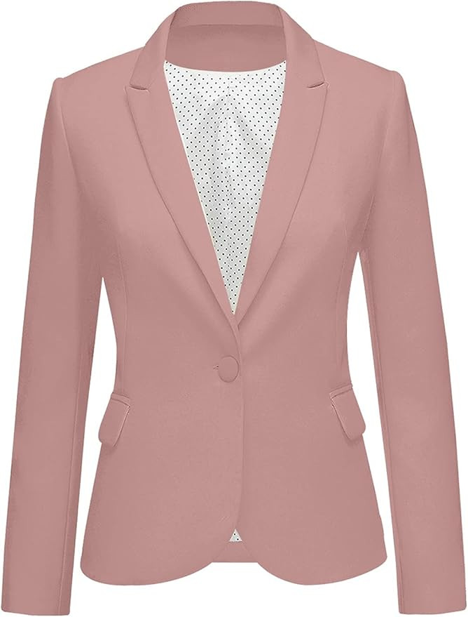 LookbookStore Womens Notched Lapel Pockets Button Work Office Blazer Jacket Suit | Amazon (US)