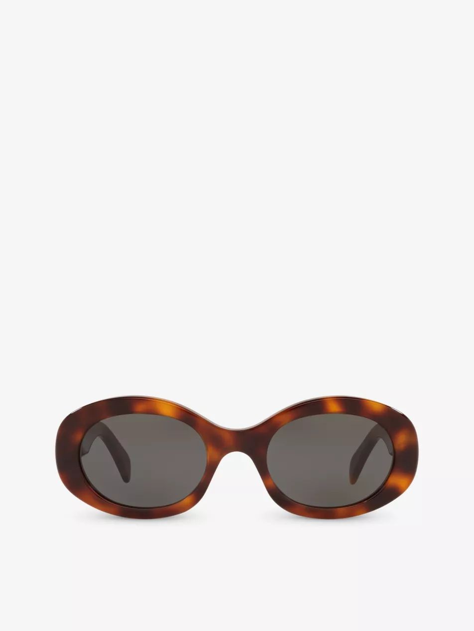 CL000312 CL40194U tortoiseshell-pattern oval-frame acetate sunglasses | Selfridges