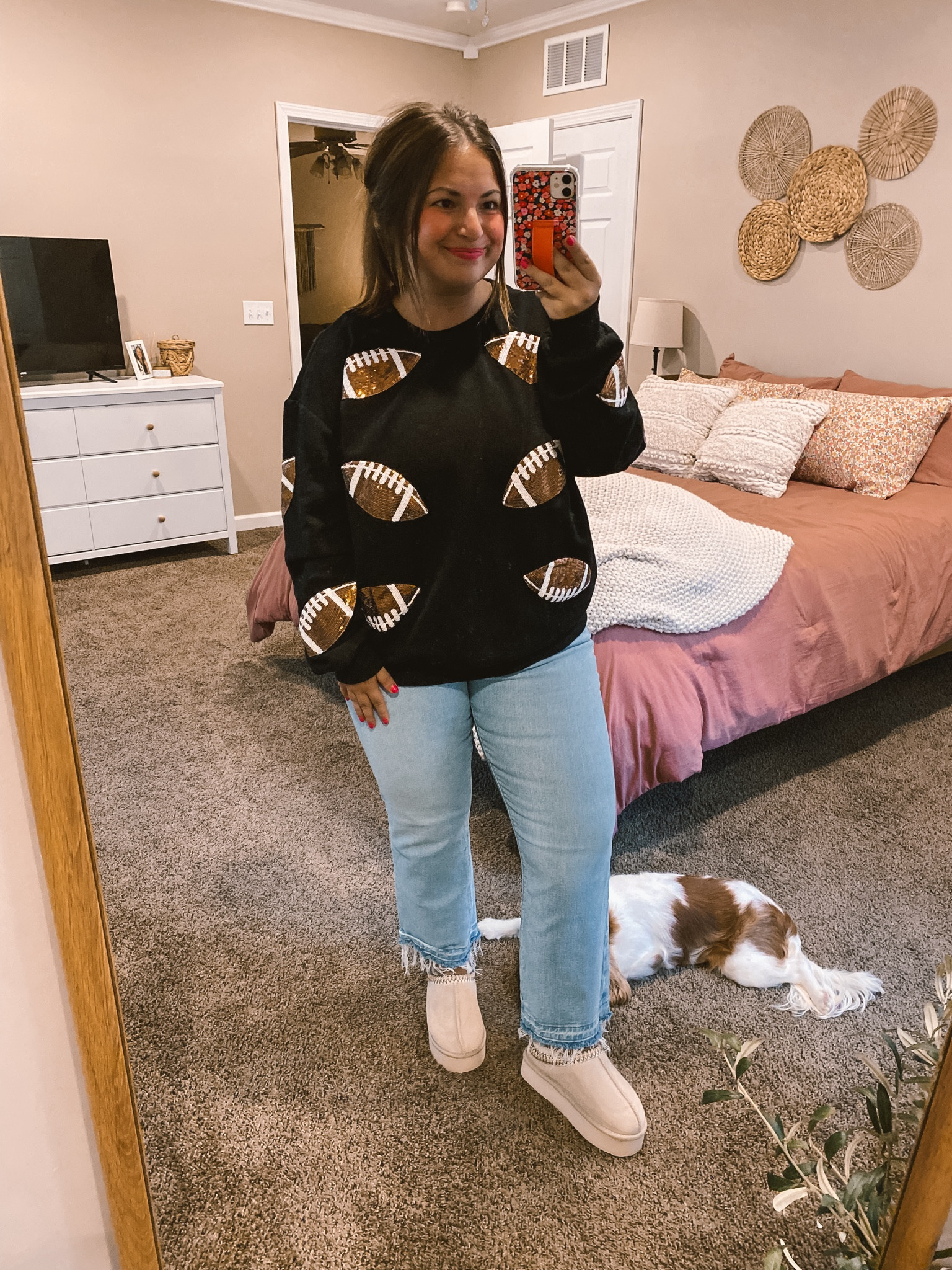 Obsessed with this sparkly football crew from Amazon! Love this for game day!!!

clogs: fit true to size // wearing a 5
jeans: fit true to size // wearing a 31 regular
crew: fits oversized // wearing a large

#LTKStyleTip #LTKFindsUnder100 #LTKFindsUnder50