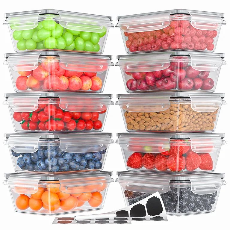 20 Pcs Food Storage Containers with Lids, Airtight Stackable Kitchen Bowls Set Meal Prep Containe... | Walmart (US)