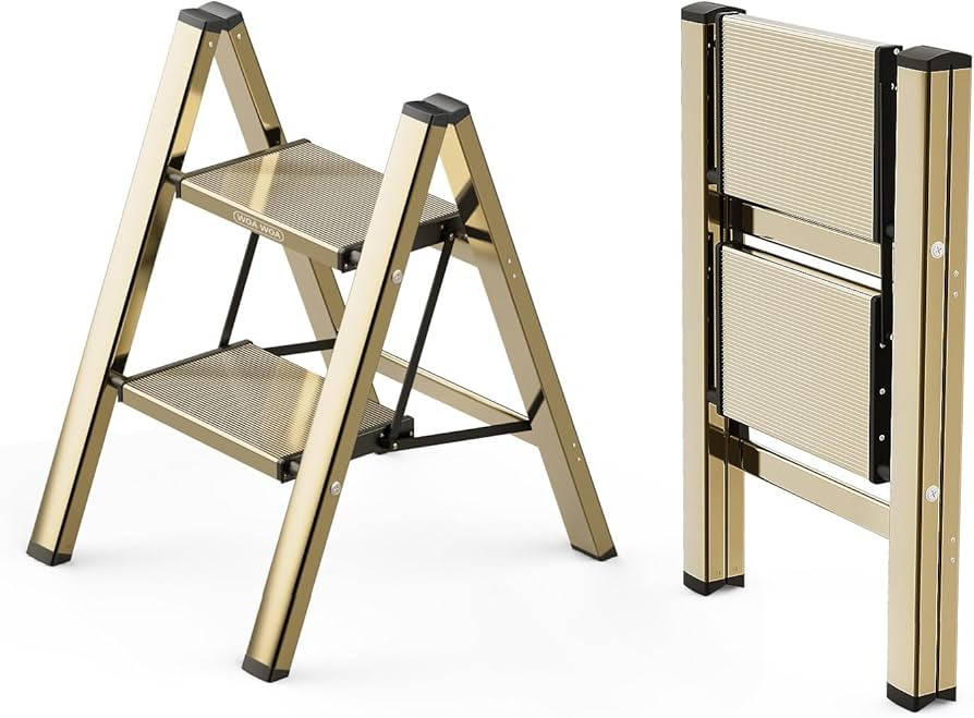 WOA WOA Step Ladder, 2 Step Foldable Step Stool with Widen Pedals, Portable Aluminum Stepladder, ... | Amazon (US)