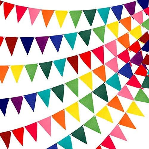 RUBFAC 60pcs Rainbow Felt Fabric Pennant Banners Multicolor Party Garland for Birthday Party, Cla... | Amazon (US)