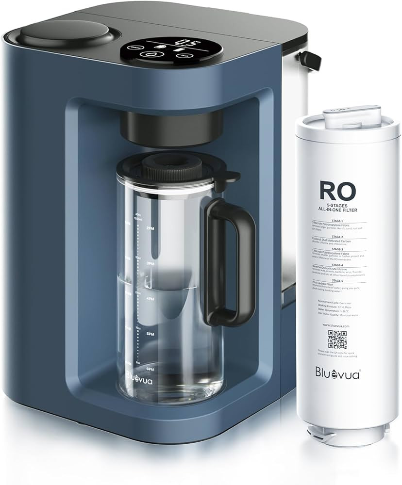 Bluevua RO100ROPOT-LITE Countertop Reverse Osmosis Water Filter System, 5 Stage Purification, 3:1... | Amazon (US)