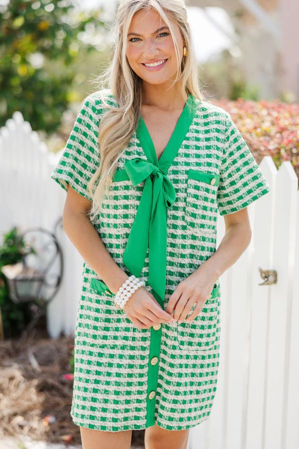 On The Board Green Tweed Dress | The Mint Julep Boutique