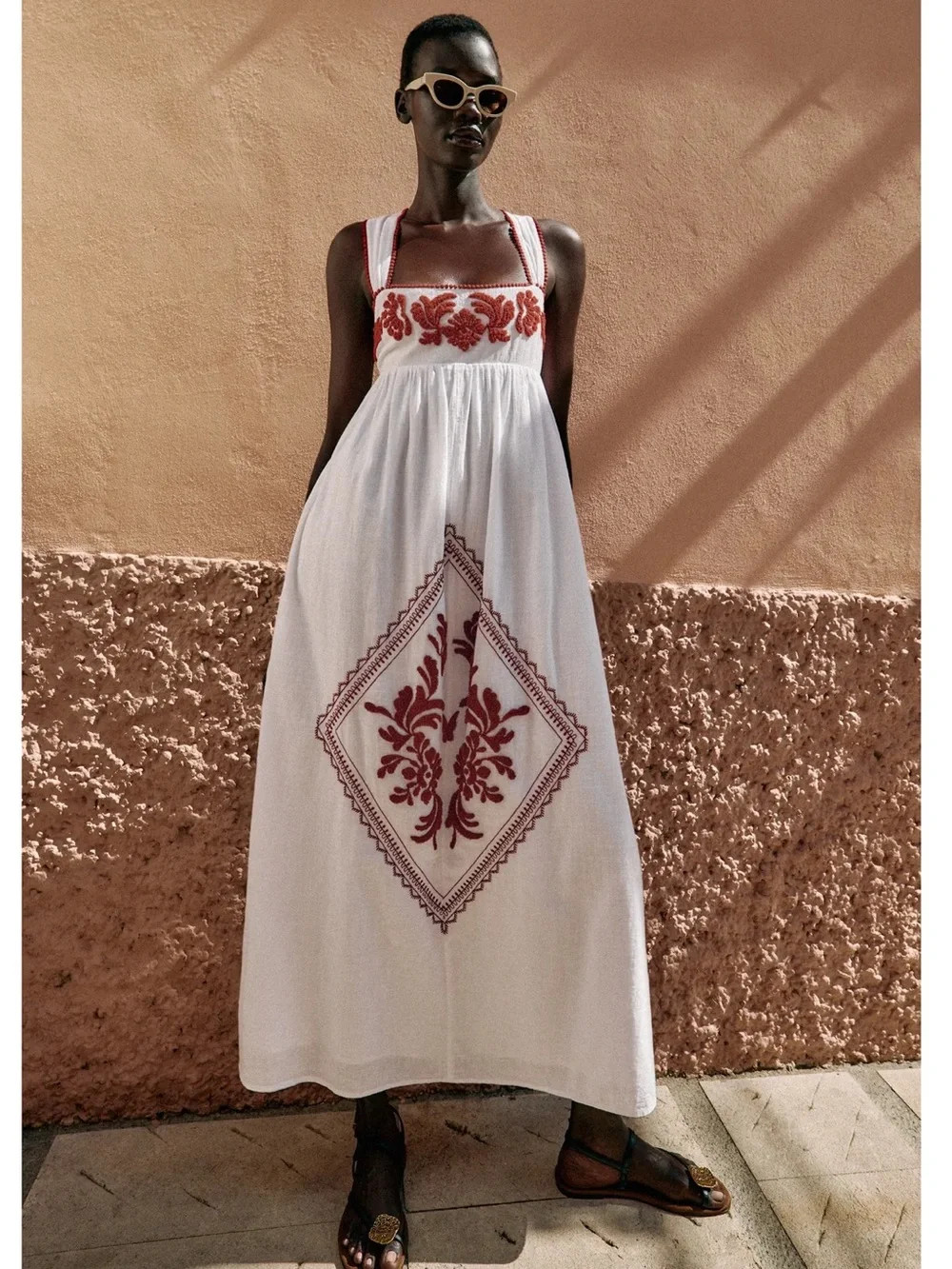 Zara EMBROIDERED TEXTURED MIDI DRESS | Poshmark