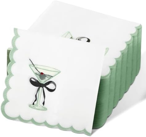 100 Pcs Martini Cocktail Napkins a Tini Bit Older Birthday Decorations Scalloped Disposable Paper... | Amazon (US)