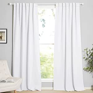 NICETOWN Window Treatment Curtains for Guestroom, (Pure White Color) W52 x L108, 2 PCs, Back Tab/... | Amazon (US)