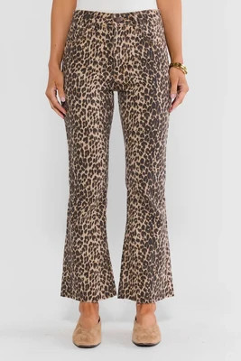 Leopard Print Kick Flare Jeans | Avara