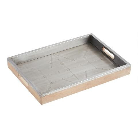 Industrial Wood And Metal Serving Tray | World Market