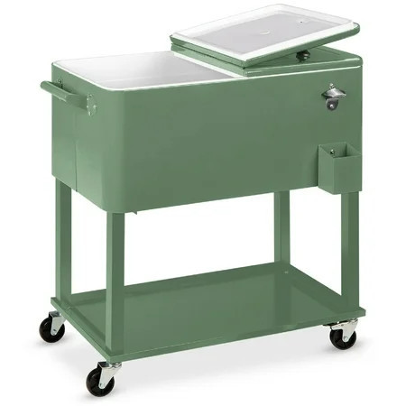 Best Choice Products 80qt Steel Rolling Cooler Cart w/ Bottle Opener, Catch Tray, Drain Plug, Locking Wheels - Green | Walmart (US)