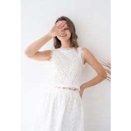 Diva Full Lace Crop Top in White | Chicwish