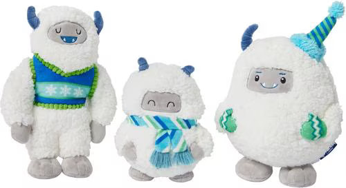 Frisco Holiday Friendly Yetis Plush Squeaky Dog Toy, Medium/Large, 3 count | Chewy