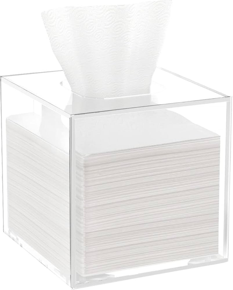 HBlife Facial Tissue Dispenser Box Cover Square Clear Acrylic Mask Case Holder with Magnetic Bott... | Amazon (CA)