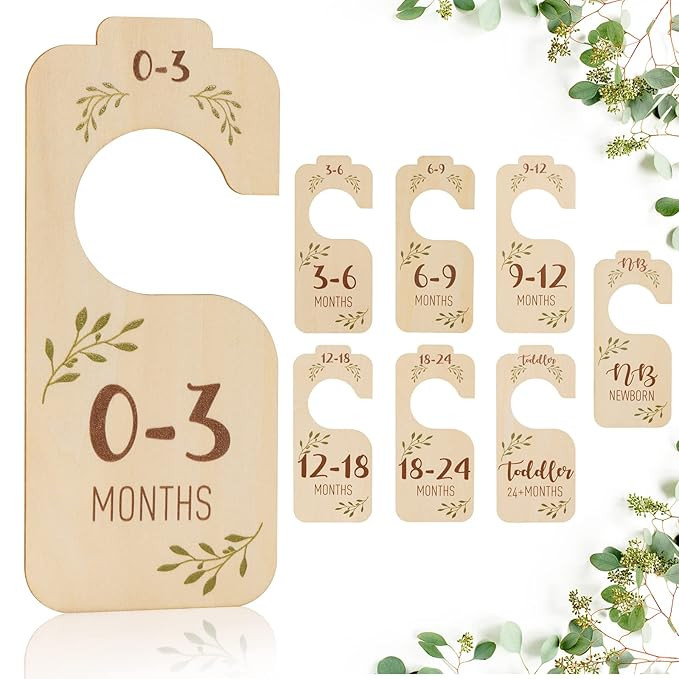 Baby Closet Dividers for Clothes Organizer - Set of 8 Beautiful Wooden Double-Sided Baby Clothes ... | Amazon (US)