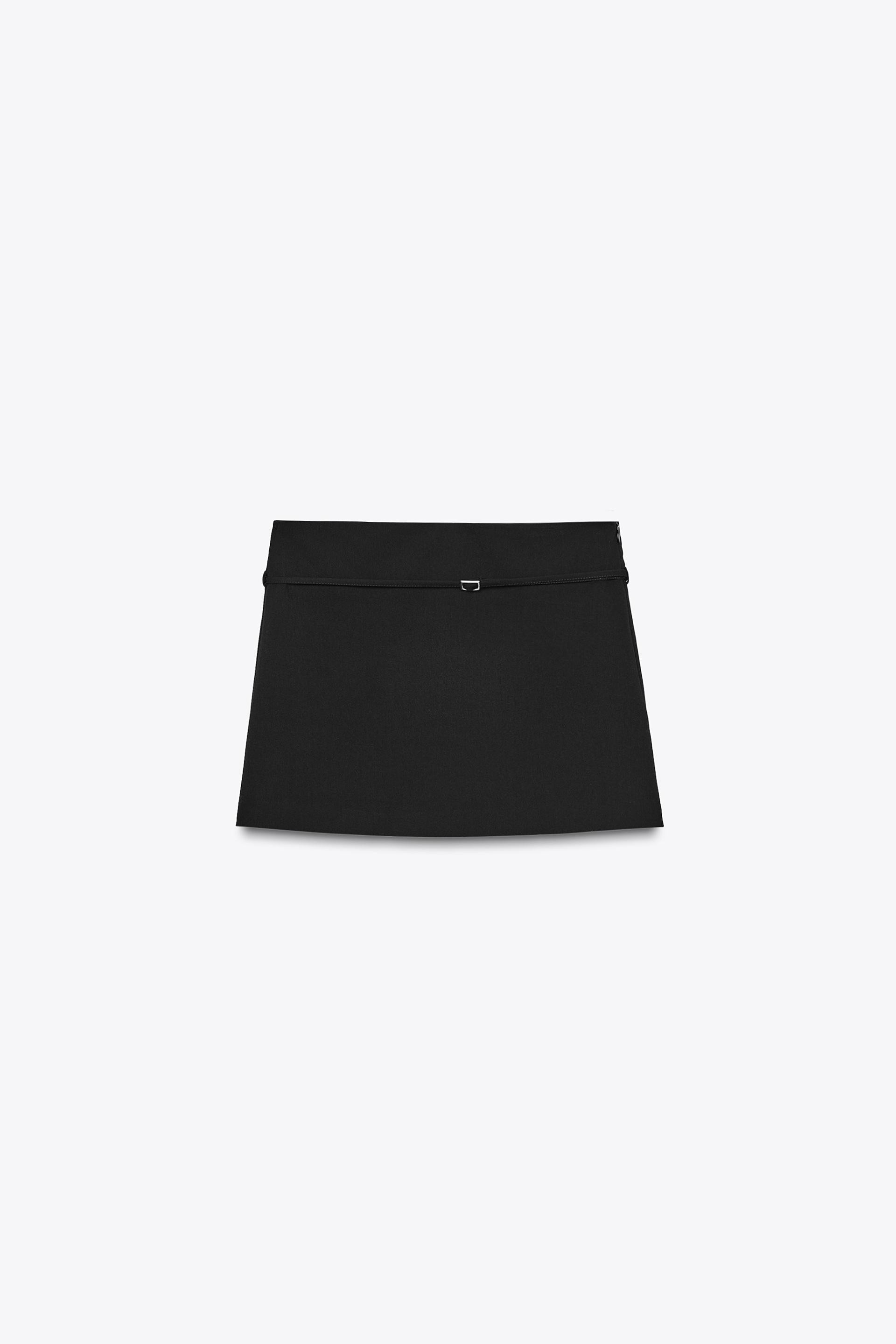 Zara - Skort With Belt - Black / White - S - Woman | Zara UK